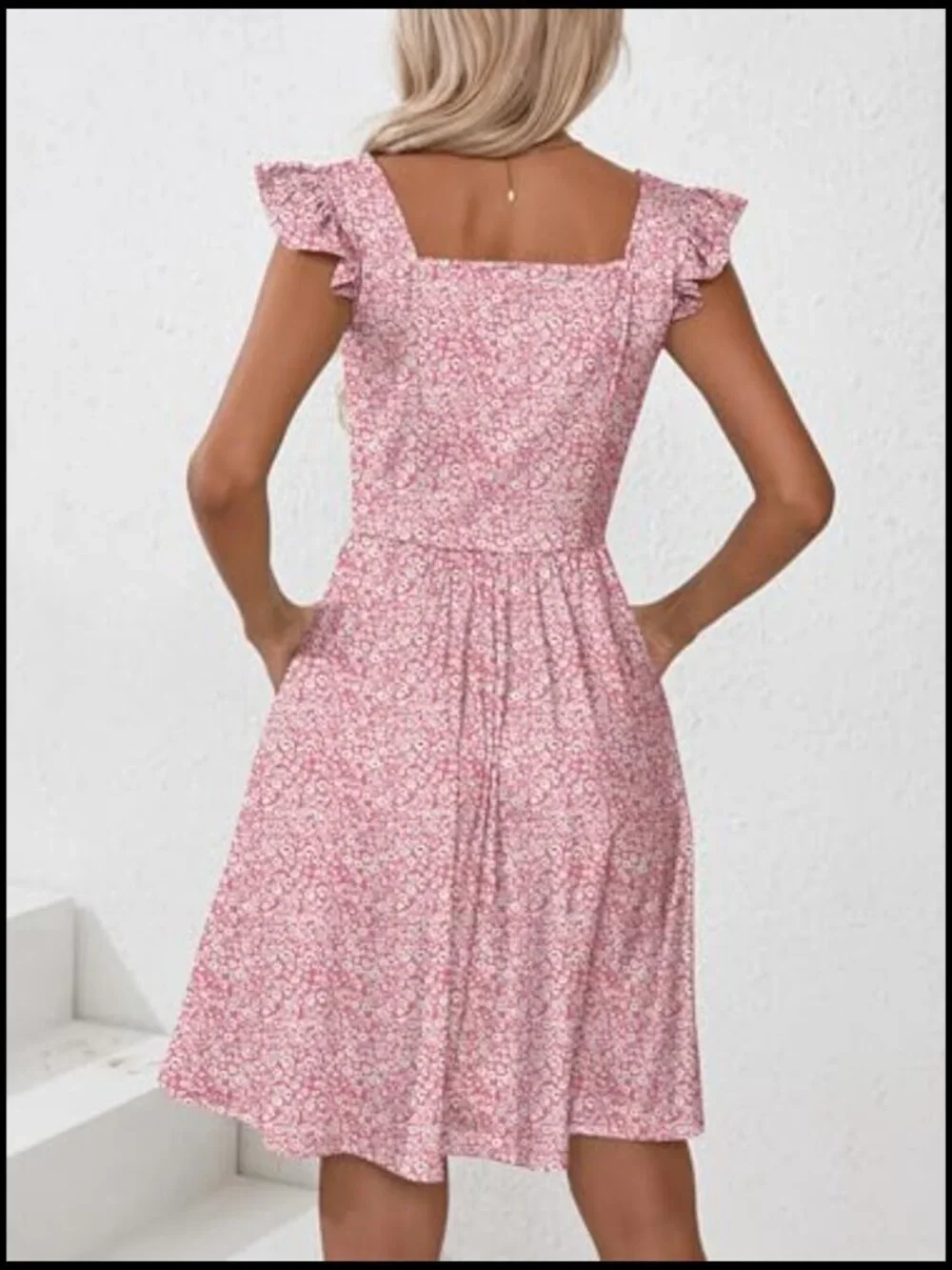 Polyester Spandex Summer Casual Sundress with Pockets Floral Print - Picture 5 of 7